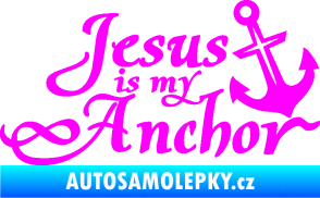 Samolepka Jesus is my anchor Fluorescentní růžová