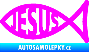 Samolepka Jesus rybička 003 křesťanský symbol Fluorescentní růžová