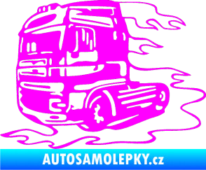 Samolepka Kamion 003 levá nákladní auto Fluorescentní růžová