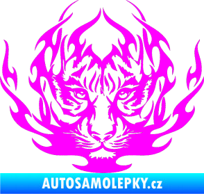 Samolepka Kapota 033 tygr v plamenech Fluorescentní růžová