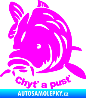 Samolepka Kapr 003 chyť a pusť Fluorescentní růžová
