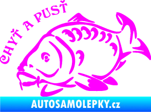 Samolepka Kapr 007 chyť a pusť Fluorescentní růžová