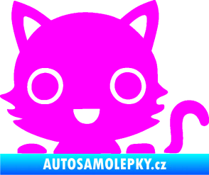 Samolepka Kočka 014 pravá kočka v autě Fluorescentní růžová