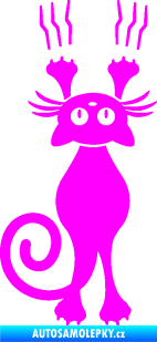 Samolepka Kočka 023 levá s drápanci Fluorescentní růžová