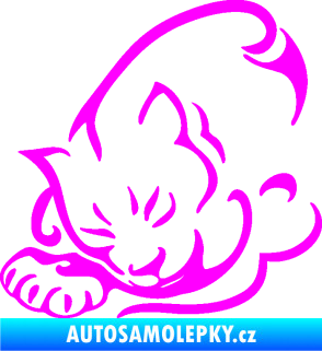 Samolepka Kočka 030 levá Fluorescentní růžová