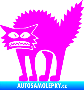 Samolepka Kočka naježená levá Fluorescentní růžová