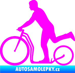 Samolepka Koloběžka 001 levá jízda  Fluorescentní růžová