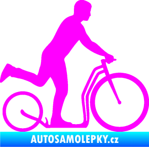 Samolepka Koloběžka 001 pravá jízda  Fluorescentní růžová