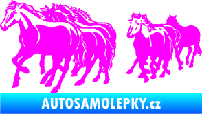 Samolepka Koníci 005 stádo levá Fluorescentní růžová