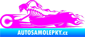 Samolepka Kostra na motorce s plameny levá Fluorescentní růžová