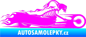 Samolepka Kostra na motorce s plameny pravá Fluorescentní růžová