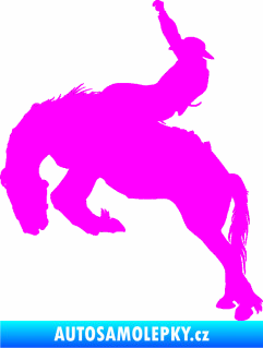 Samolepka Kovboj 001 levá rodeo na koni Fluorescentní růžová