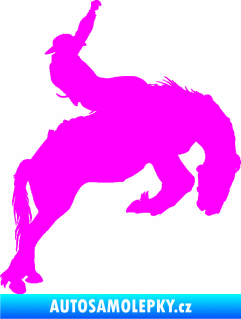 Samolepka Kovboj 001 pravá rodeo na koni Fluorescentní růžová