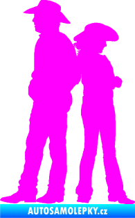 Samolepka Kovboj a kovbojka 001 levá Fluorescentní růžová
