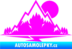 Samolepka Krajina hory 001 pravá Fluorescentní růžová