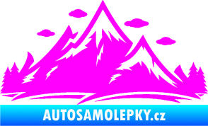 Samolepka Krajina hory 002 levá Fluorescentní růžová