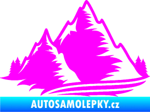 Samolepka Krajina hory 003 levá Fluorescentní růžová