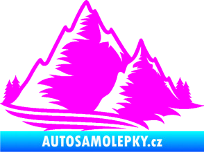 Samolepka Krajina hory 003 pravá Fluorescentní růžová