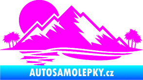 Samolepka Krajina hory 004 levá Fluorescentní růžová