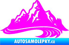 Samolepka Krajina hory 008 pravá Fluorescentní růžová