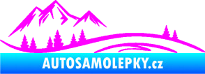Samolepka Krajina hory 036 levá Fluorescentní růžová