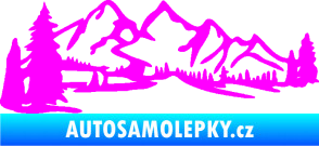 Samolepka Krajina hory 038 levá Fluorescentní růžová