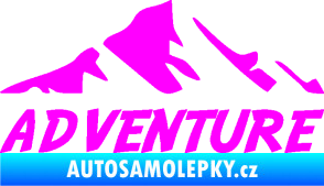 Samolepka Krajina hory 040 turistika, nápis Adventure Fluorescentní růžová