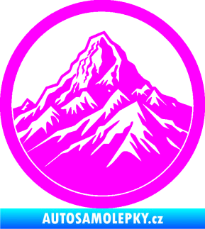 Samolepka Krajina hory 041 pravá v kruhu Fluorescentní růžová