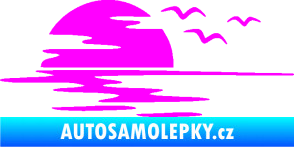Samolepka Krajina moře 003 levá západ slunce odraz na hladině Fluorescentní růžová