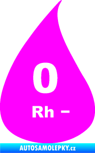 Samolepka Krevní skupina 0 Rh- kapka Fluorescentní růžová