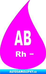 Samolepka Krevní skupina AB Rh- kapka Fluorescentní růžová