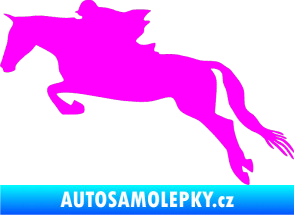 Samolepka Kůň 015 levá skok s jezdcem Fluorescentní růžová