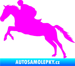 Samolepka Kůň 019 levá jezdec v sedle Fluorescentní růžová