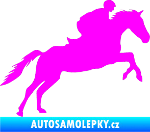 Samolepka Kůň 019 pravá jezdec v sedle Fluorescentní růžová