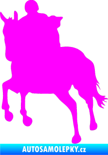 Samolepka Kůň 021 levá s jezdcem Fluorescentní růžová