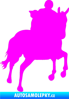 Samolepka Kůň 021 pravá s jezdcem Fluorescentní růžová