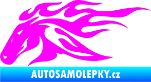 Samolepka Kůň 022 levá hlava s plameny Fluorescentní růžová