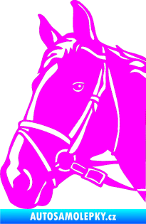 Samolepka Kůň 028 levá hlava s uzdou Fluorescentní růžová