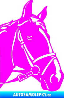 Samolepka Kůň 028 pravá hlava s uzdou Fluorescentní růžová