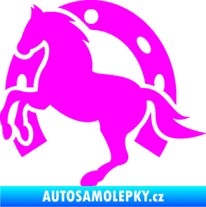 Samolepka Kůň 033 levá podkova Fluorescentní růžová