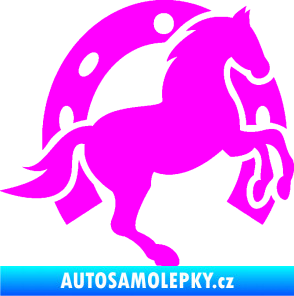 Samolepka Kůň 033 pravá podkova Fluorescentní růžová