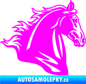 Samolepka Kůň 058 pravá hlava s hřívou Fluorescentní růžová