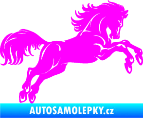 Samolepka Kůň 062 pravá ve skoku Fluorescentní růžová