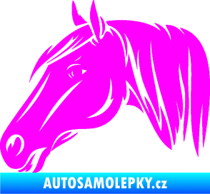 Samolepka Kůň 065 levá hlava s hřívou Fluorescentní růžová