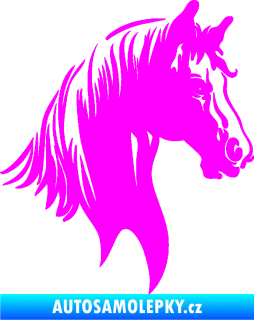 Samolepka Kůň 066 pravá hlava s hřívou Fluorescentní růžová