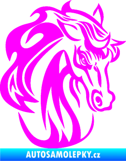 Samolepka Kůň 069 pravá hlava s hřívou Fluorescentní růžová