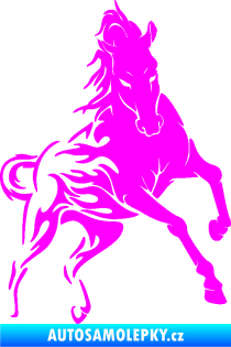 Samolepka Kůň 079 pravá v plamenech Fluorescentní růžová