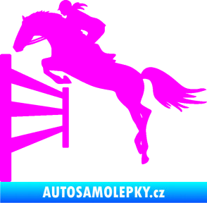 Samolepka Kůň 080 levá skok přes překážku Fluorescentní růžová