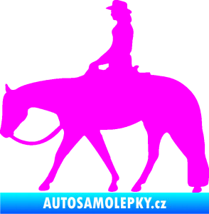Samolepka Kůň 082 levá kovbojka na koni Fluorescentní růžová
