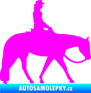 Samolepka Kůň 082 pravá kovbojka na koni Fluorescentní růžová